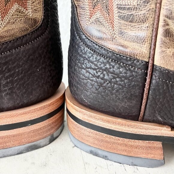 NEW Rod Patrick Mens Cowboy Boots 8B Dark Brown Shark Leather Western Square Toe - Picture 8 of 14